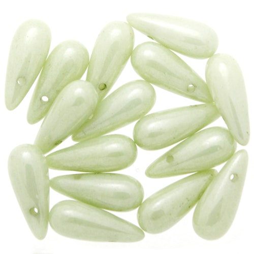 Opaque White Mint Luster Side Drill Drops 5x12mm 5g