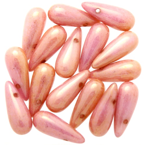 Opaque White Red Luster Side Drill Drops 5x12mm 5g