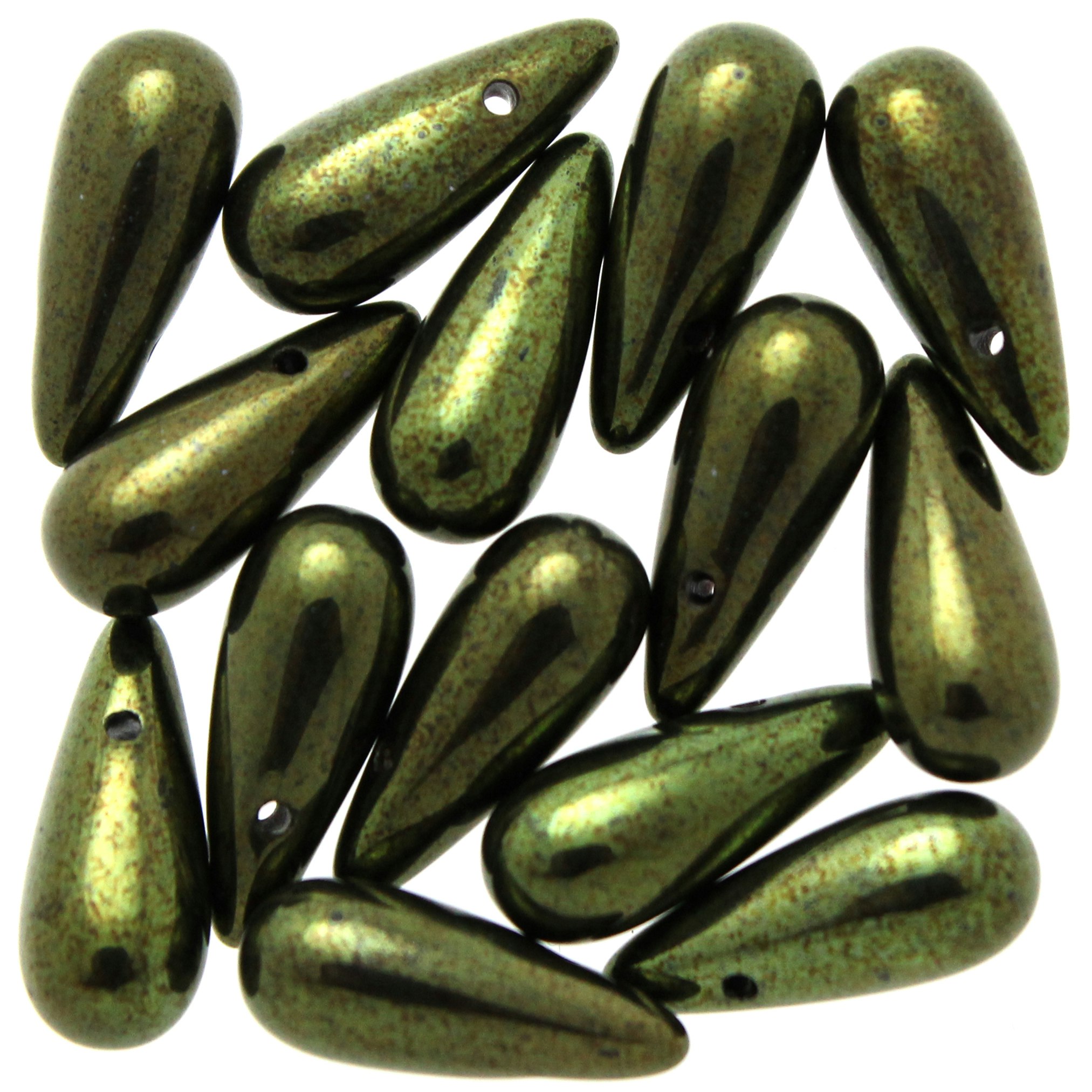 Jet Green Luster Side Drill Drops 5x12mm 5g