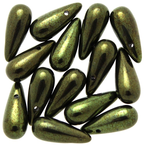 Jet Green Luster Side Drill Drops 5x12mm 5g