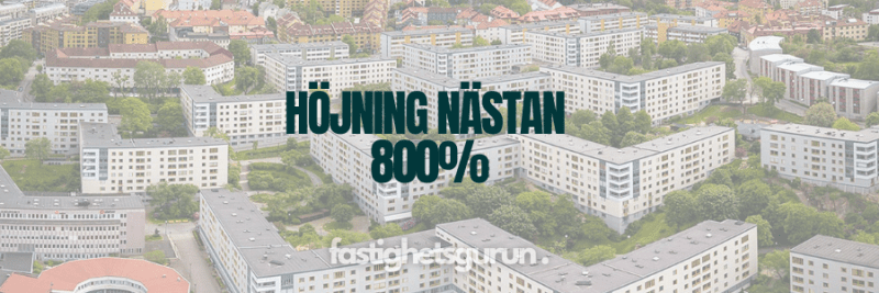 Höjning av tomträttsavgäld på nästan 800%