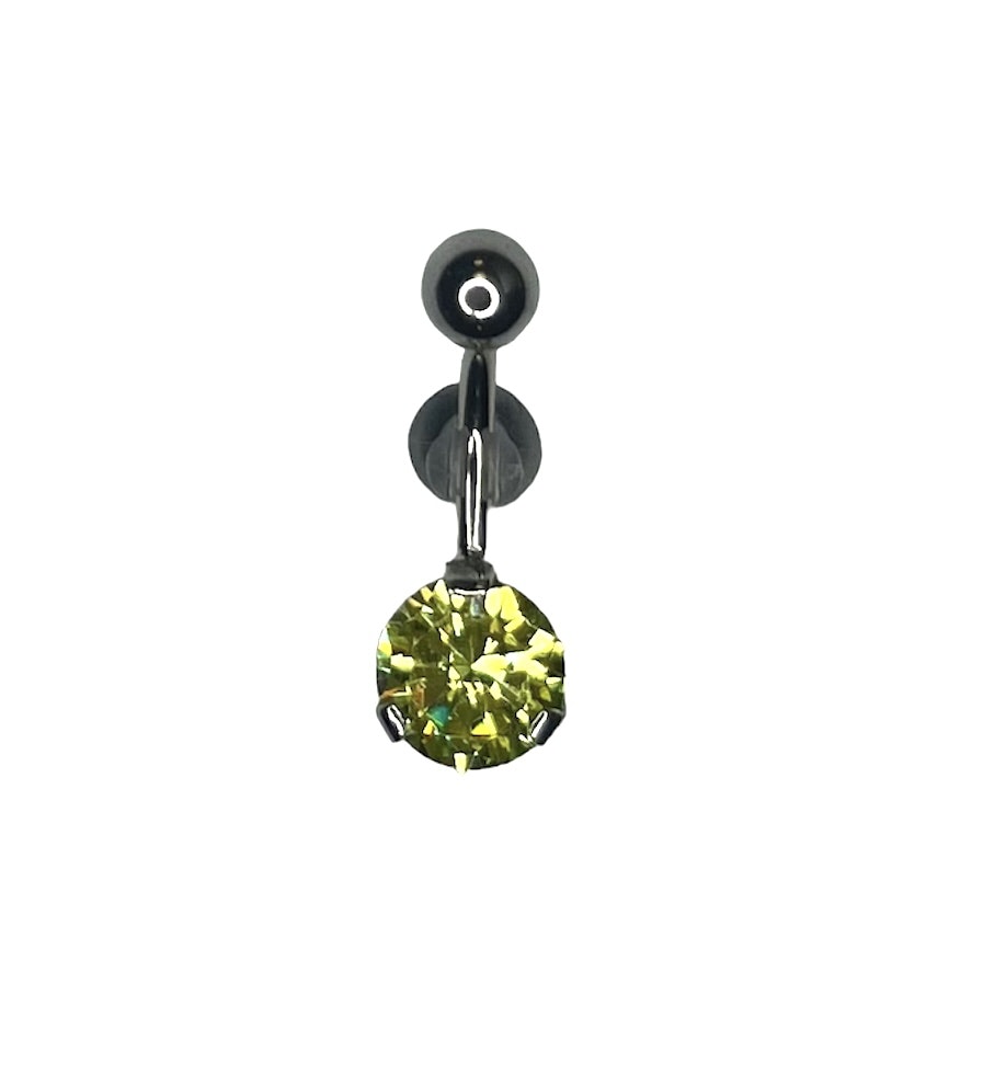 Navelsmycke med en grön sten 1,6x10 mm