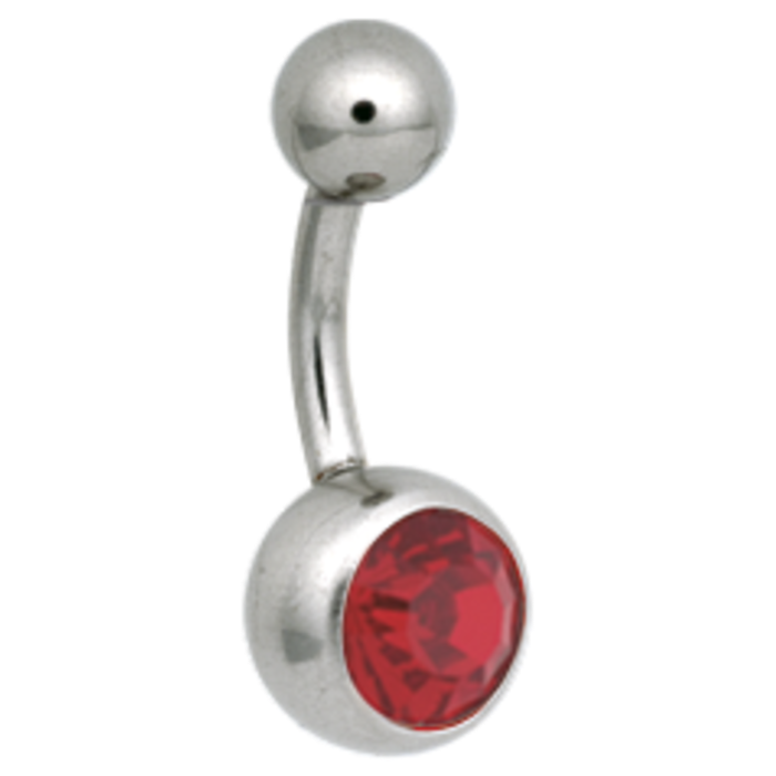 Navelsmycke olika färg med en sten 1,6x12 mm