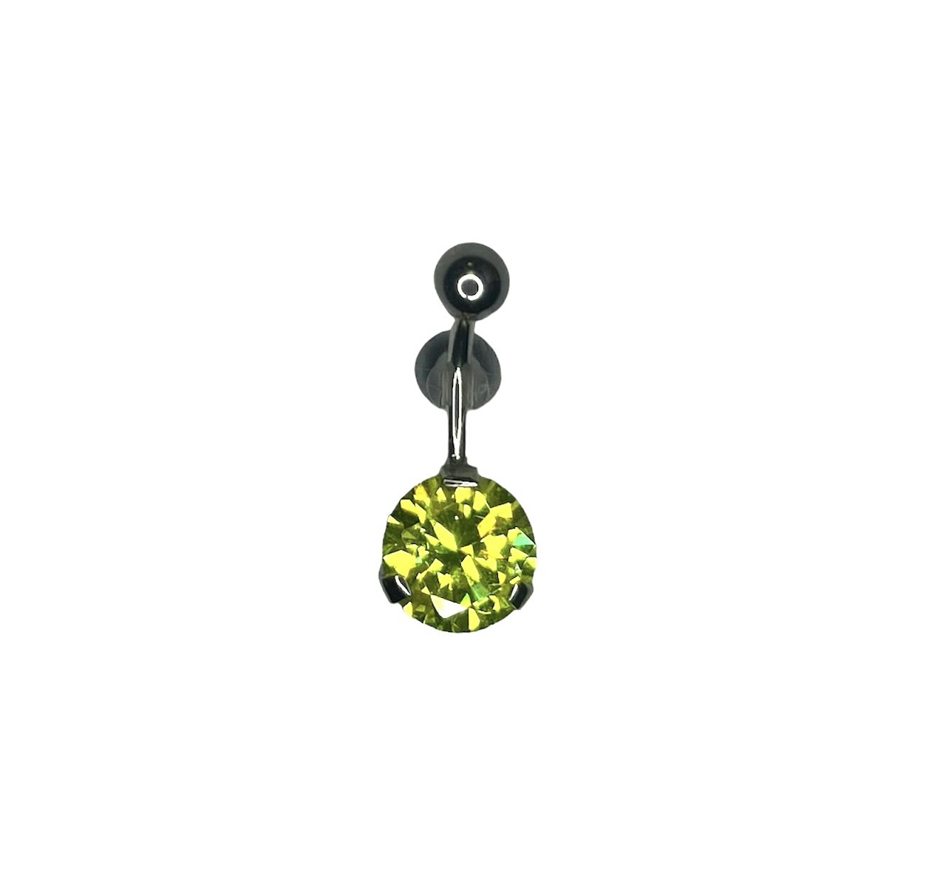 Navelsmycke med en stor grön sten 1,6x10 mm