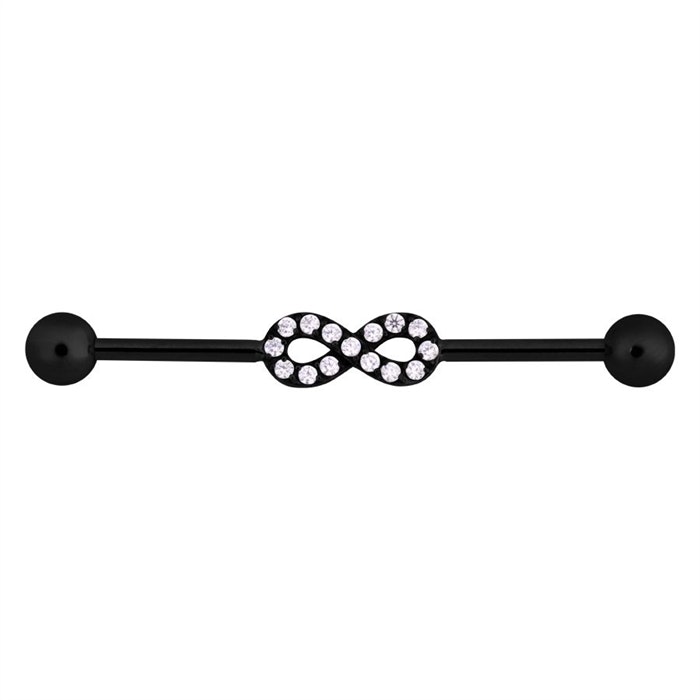 Industrialsmycke i svart med evighetsymbol 1,6x34 mm