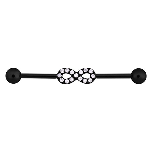 Industrialsmycke i svart med evighetsymbol 1,6x34 mm