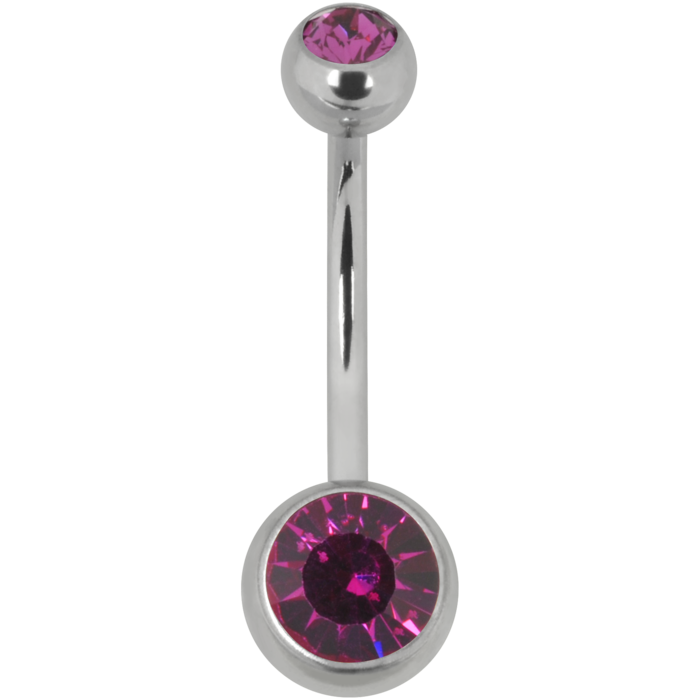 Navelsmycke Titan lila stenar 1,6x12 mm