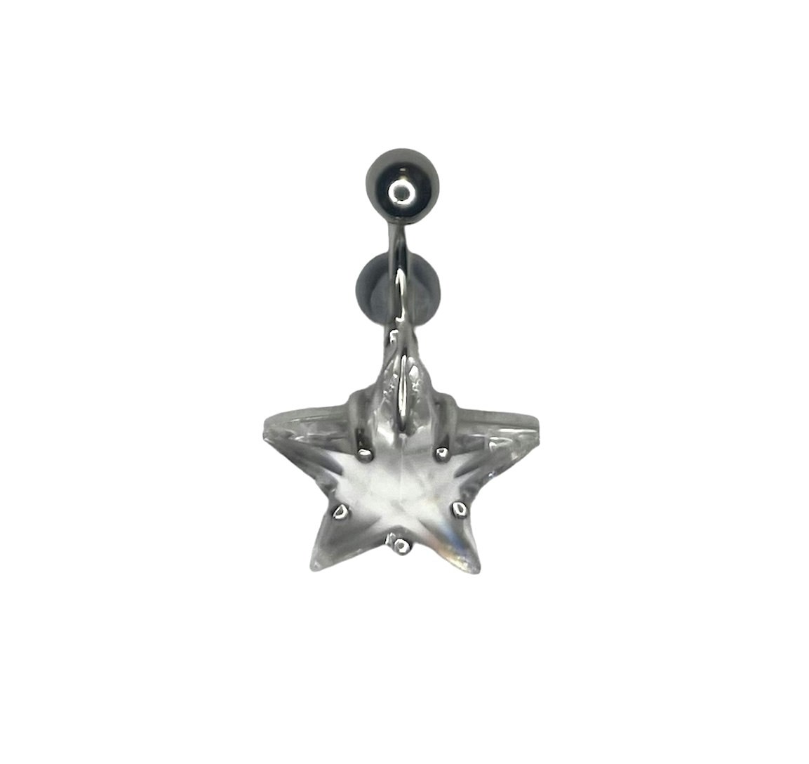 Navelsmycke med stjärna i olika färg 1,6x10 mm