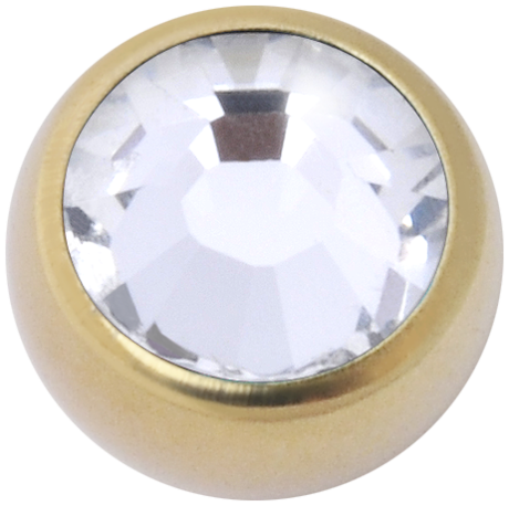 Guldig kula med vit sten 3 x 1,2 mm