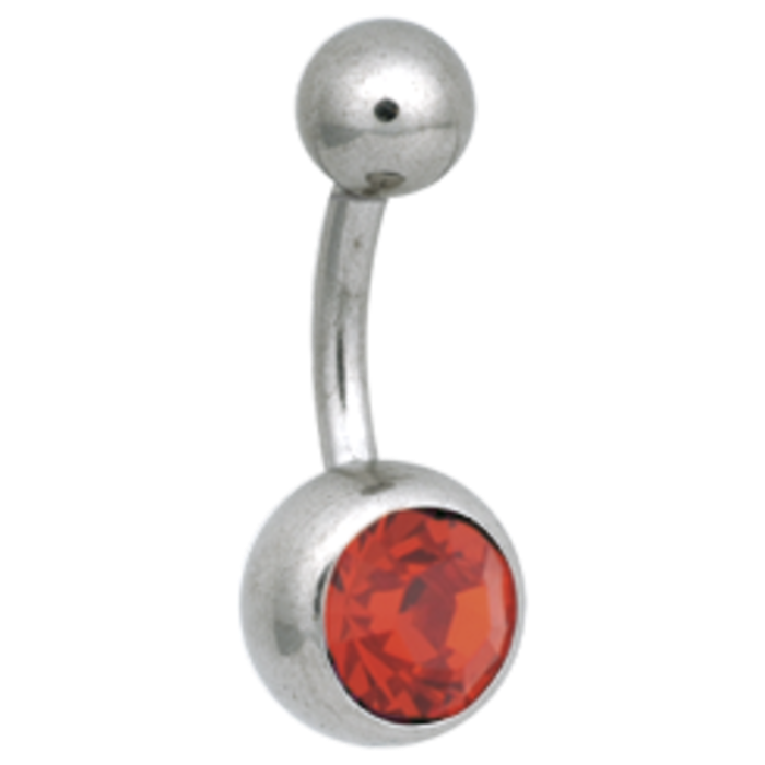 Navelsmycke olika färg med en sten 1,6x10 mm