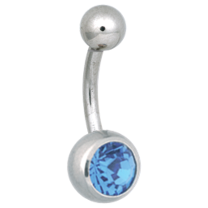 Navelsmycke olika färg med en sten 1,6x8 mm