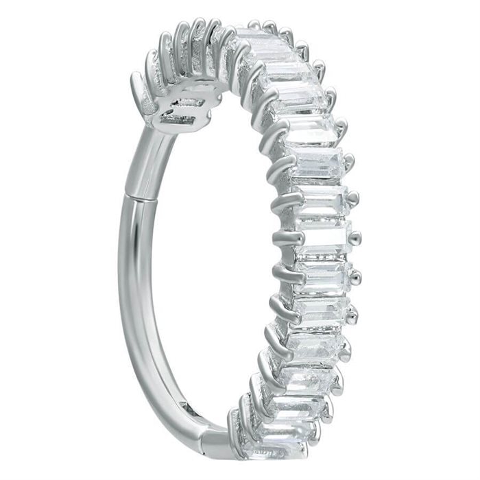 Ring med vita rektangulära kristaller 1,2x10 mm