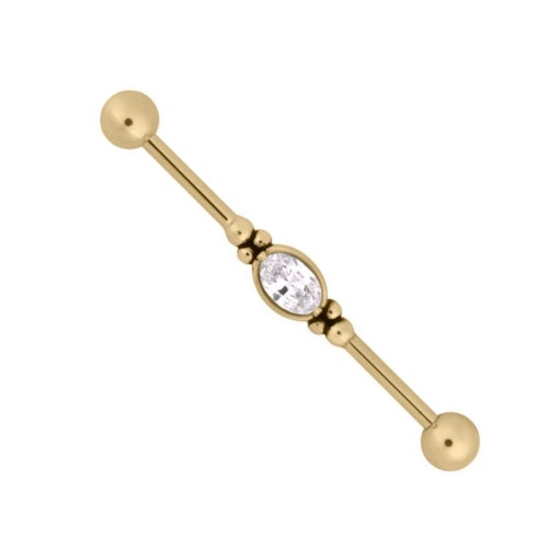 Industrialstav guld med en vit sten 1,6x36