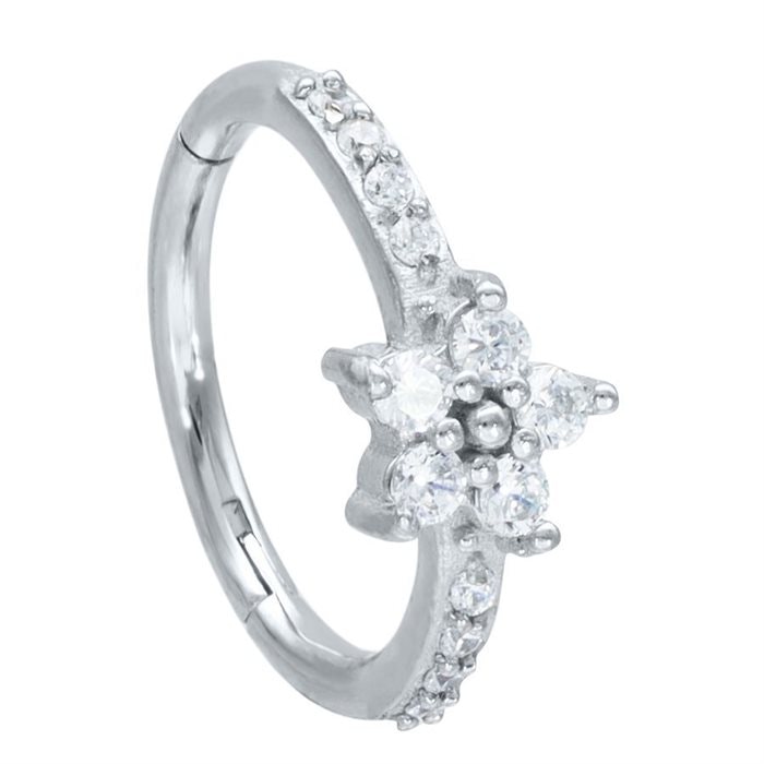 Vacker ring med vita stenar och en blomma 1,2x8 mm
