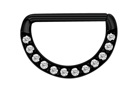 Svart nipple clicker med vita stenar 1,6x14 mm