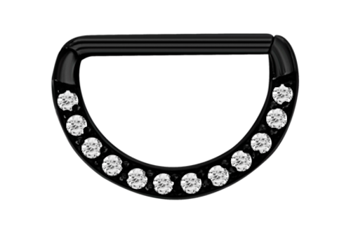 Svart nipple clicker med vita stenar 1,6x14 mm