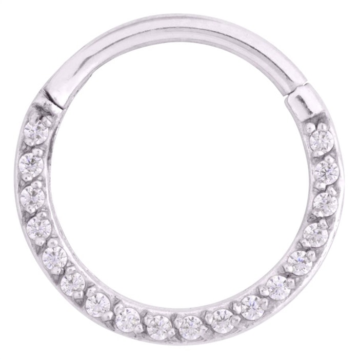 Liten clickerring med vita stenar 1,2x6 mm