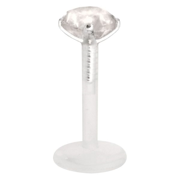Labretstav med en vit kristall 1,2x10 mm
