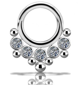 Exklusivt septumsmycke med vita kristaller Titan 1,2x8 mm