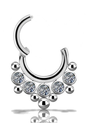 Exklusivt septumsmycke med vita kristaller Titan 1,2x8 mm