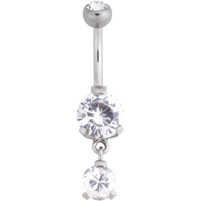 Navelsmycke med en hängande sten, 1,6x8 mm, olika färg