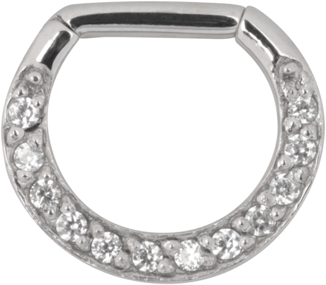 Septumsmycke med många vita kristaller 1,6x8 mm