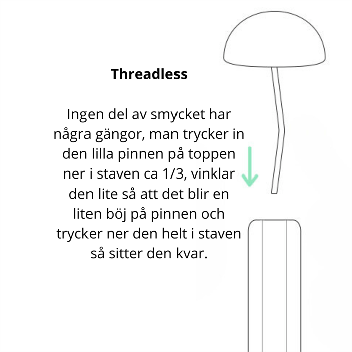 Push pin topp i rose med en vit kristall i mitten