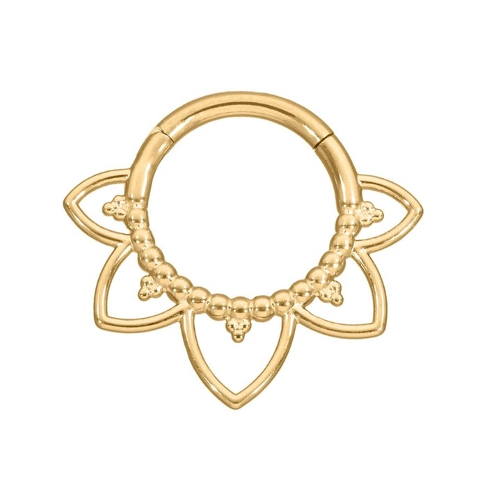 Guldig ring med blomliknande detaljer 1,2x8 mm