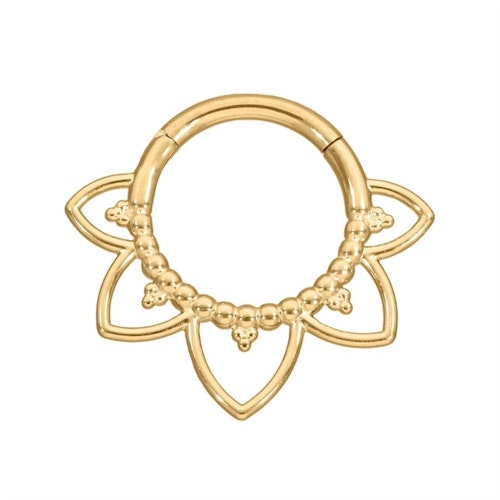 Guldig ring med blomliknande detaljer 1,2x8 mm