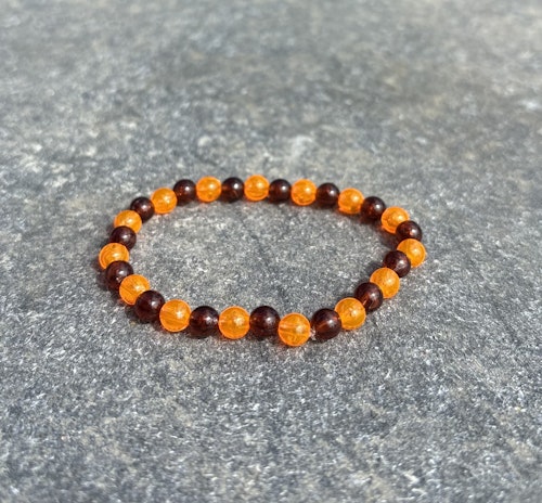 Orange brun armband med akrylpärla