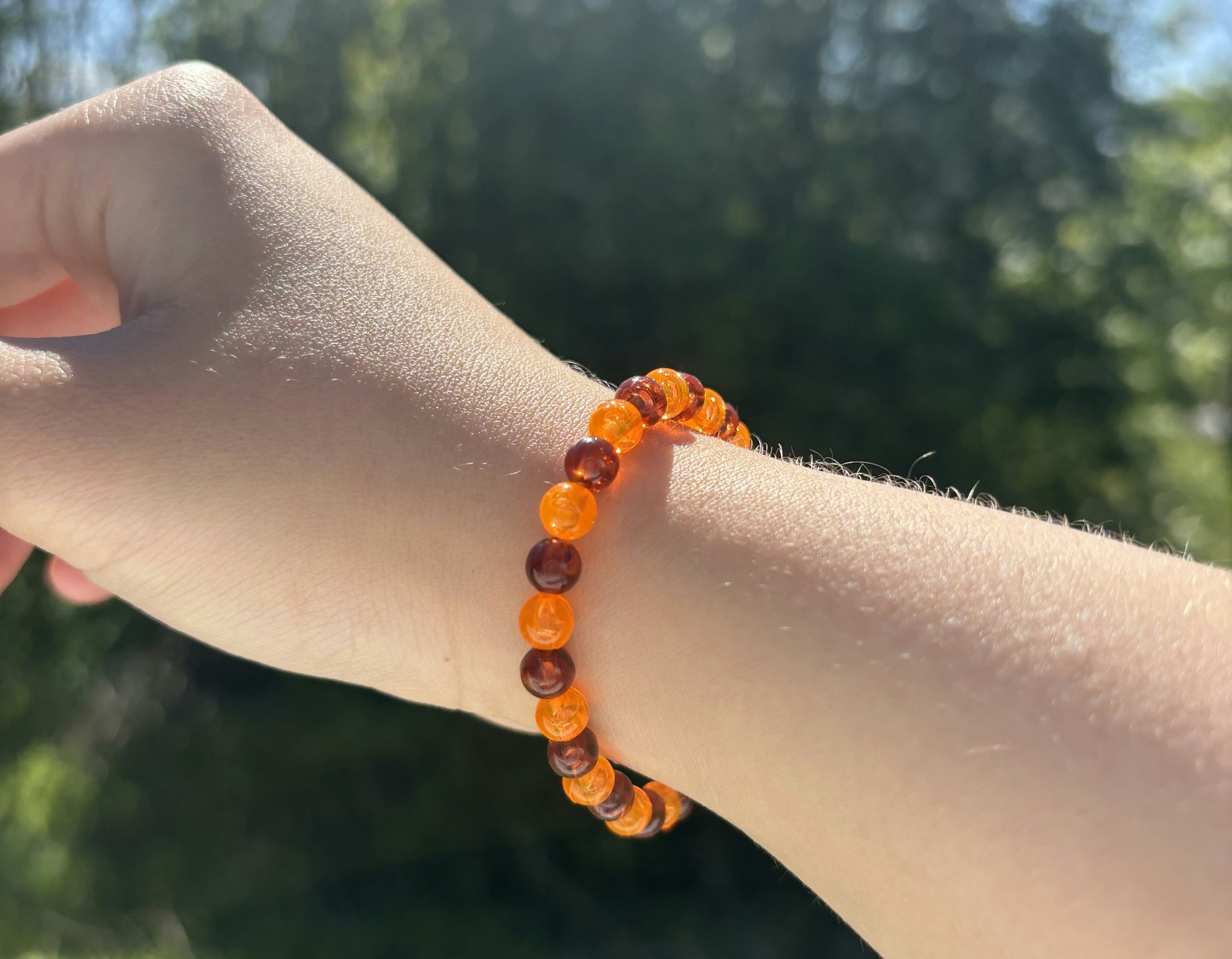 Orange brun armband med akrylpärla