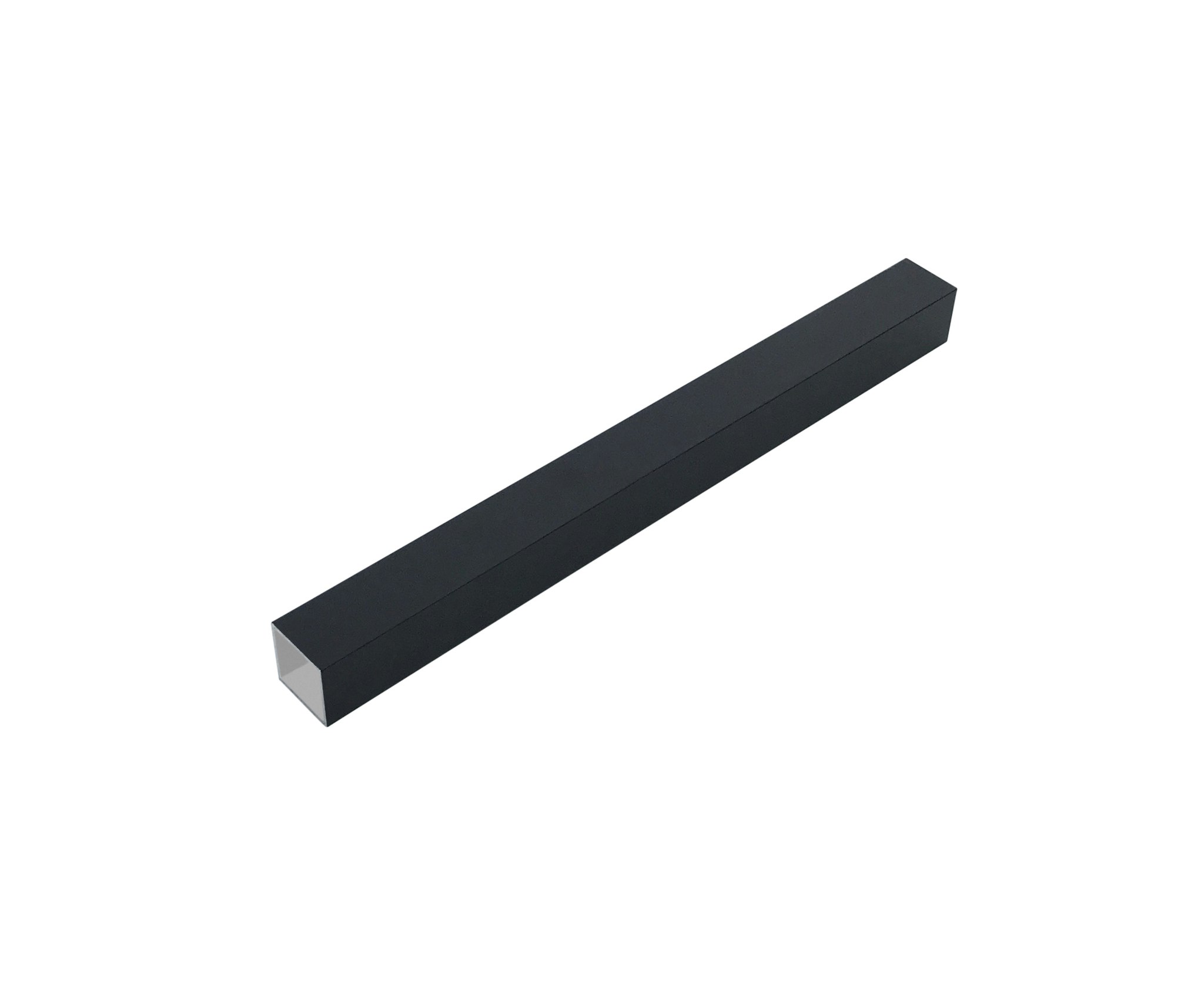 Aluminium firkantrør med en fals - sort 25 x 25 mm