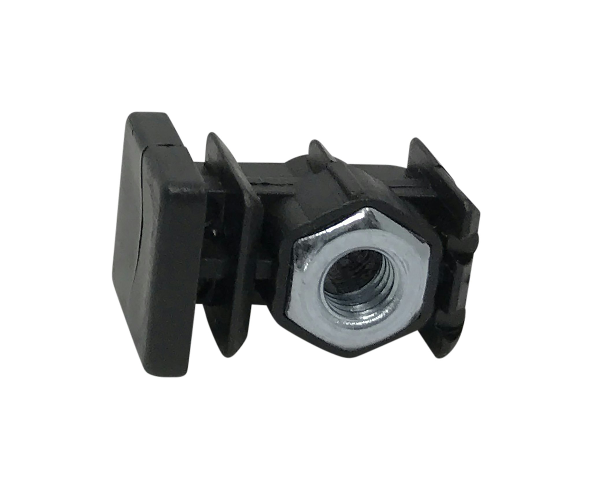 Endestykke horisontalliggende mutter M10 - 25 x 25 mm sort