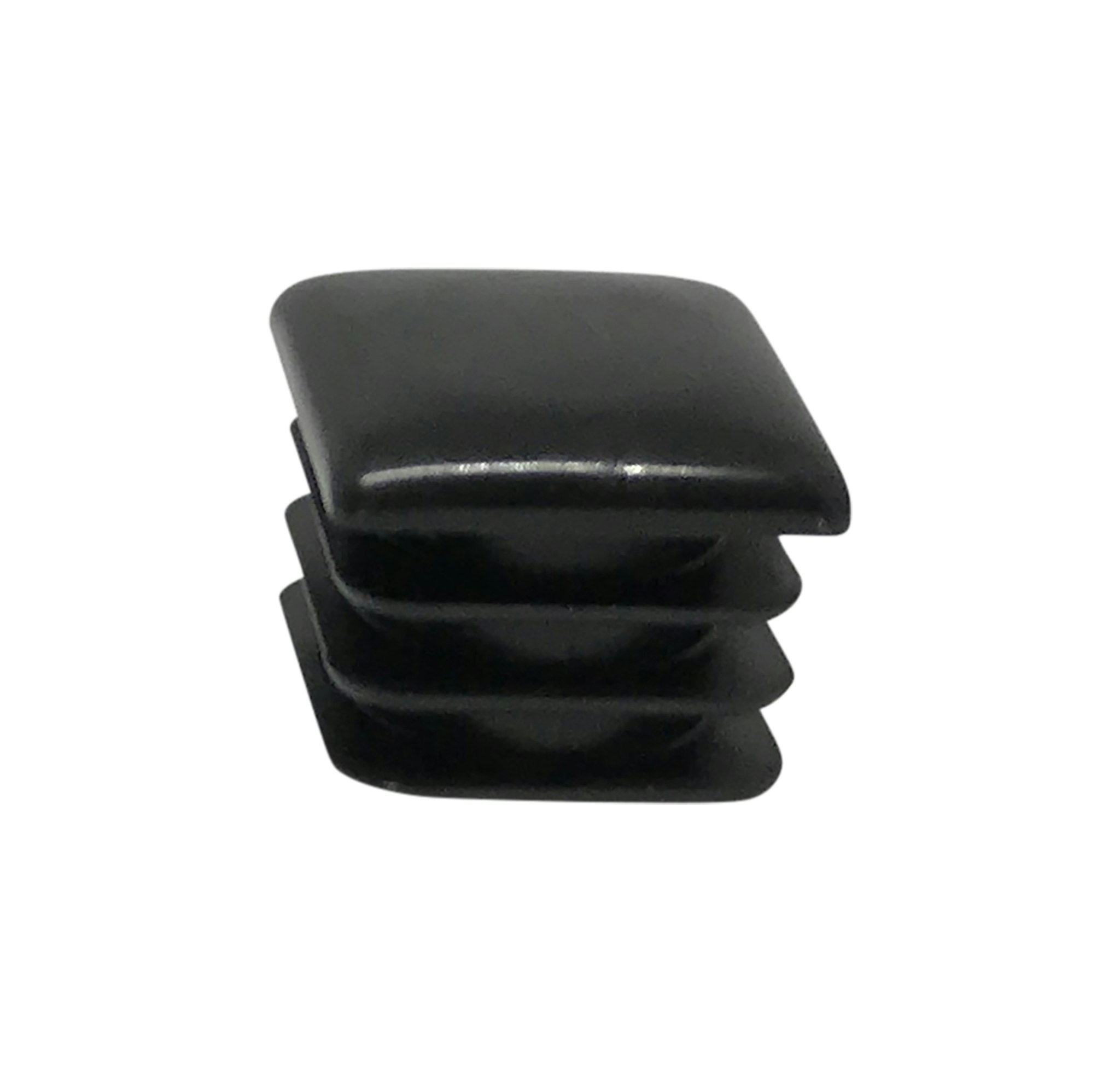 Endestykke 25 x 25 mm med blankt buet hode sort