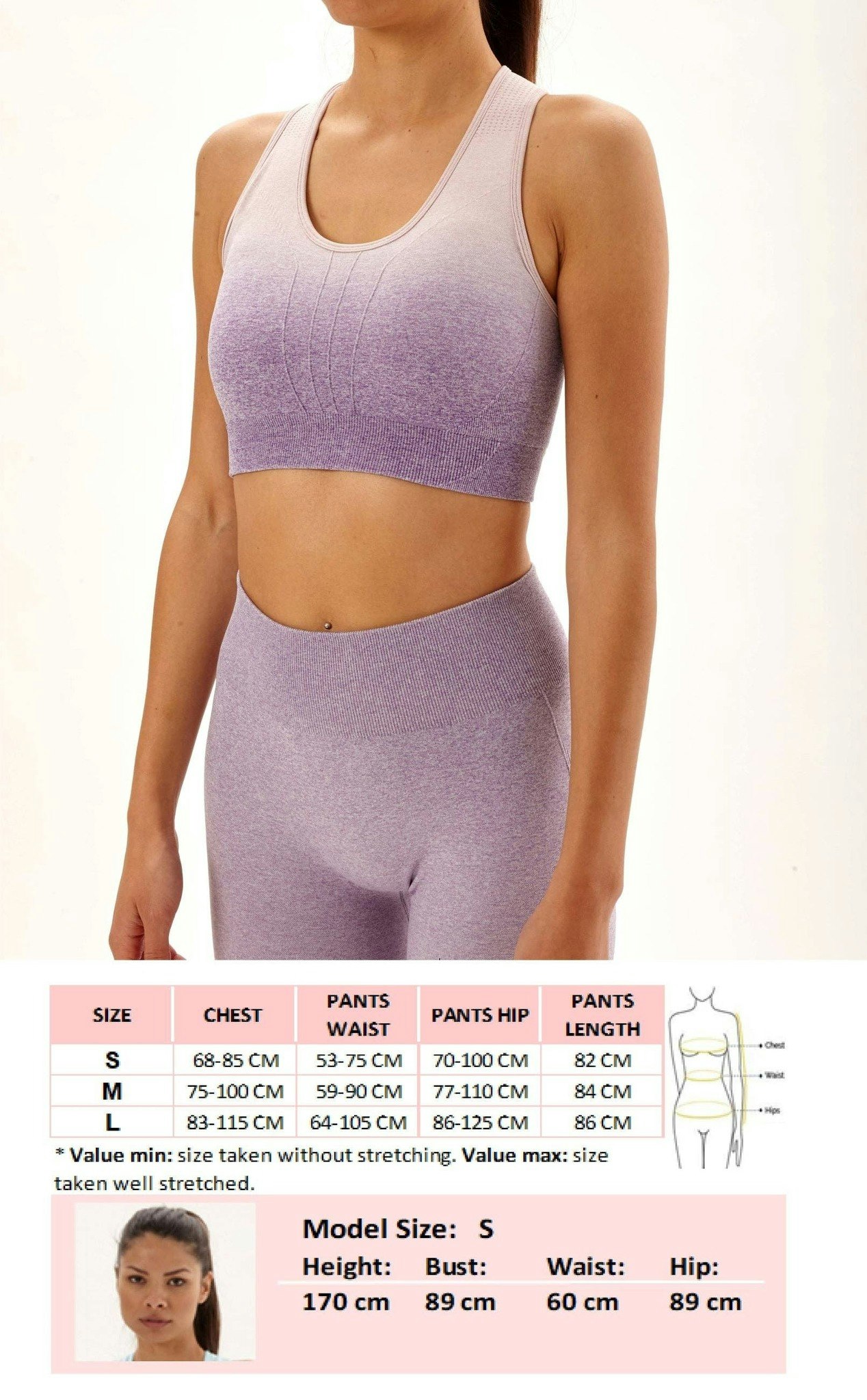 Treningssett, topp & tights, Lilla