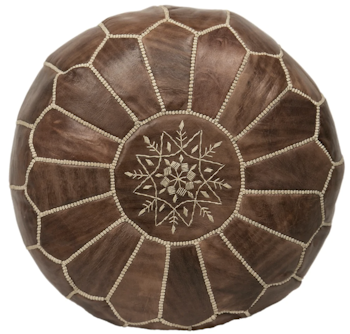 Marockansk Sittpuff i läder cognac