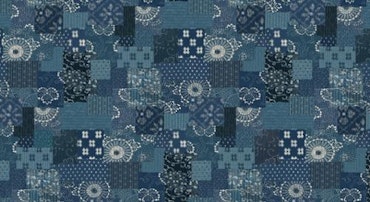 Indigo Blooming Bomullsstoff