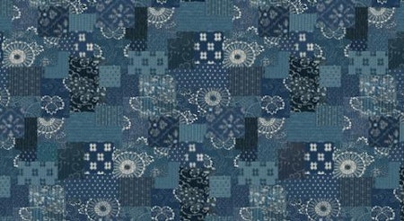 Indigo Blooming Bomullsstoff