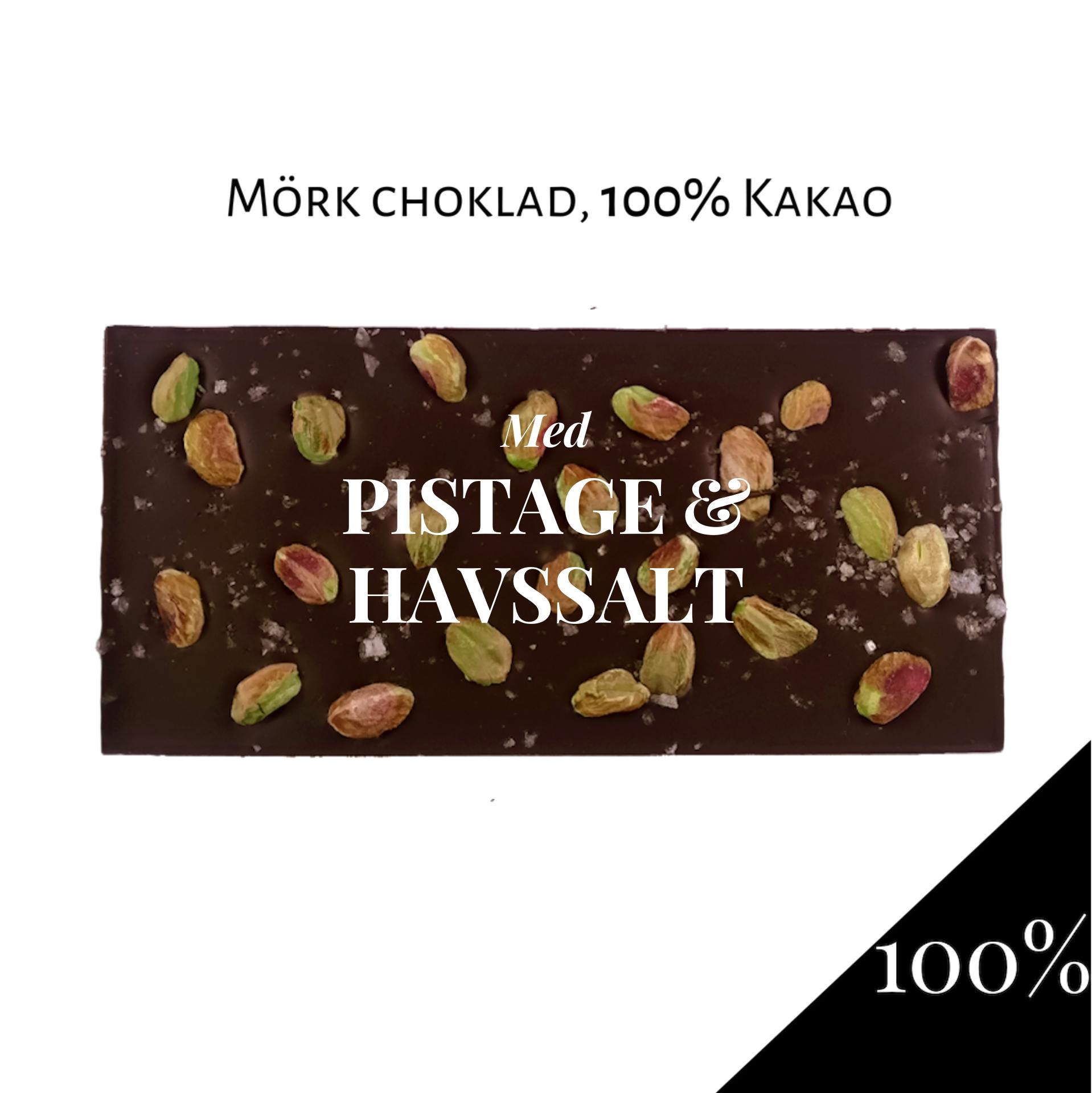 100% Choklad - Pistage & Havssalt 90g (x 10st)