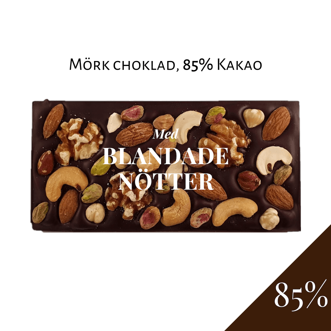 85% Choklad - Blandade Nötter 100g (x 10st)