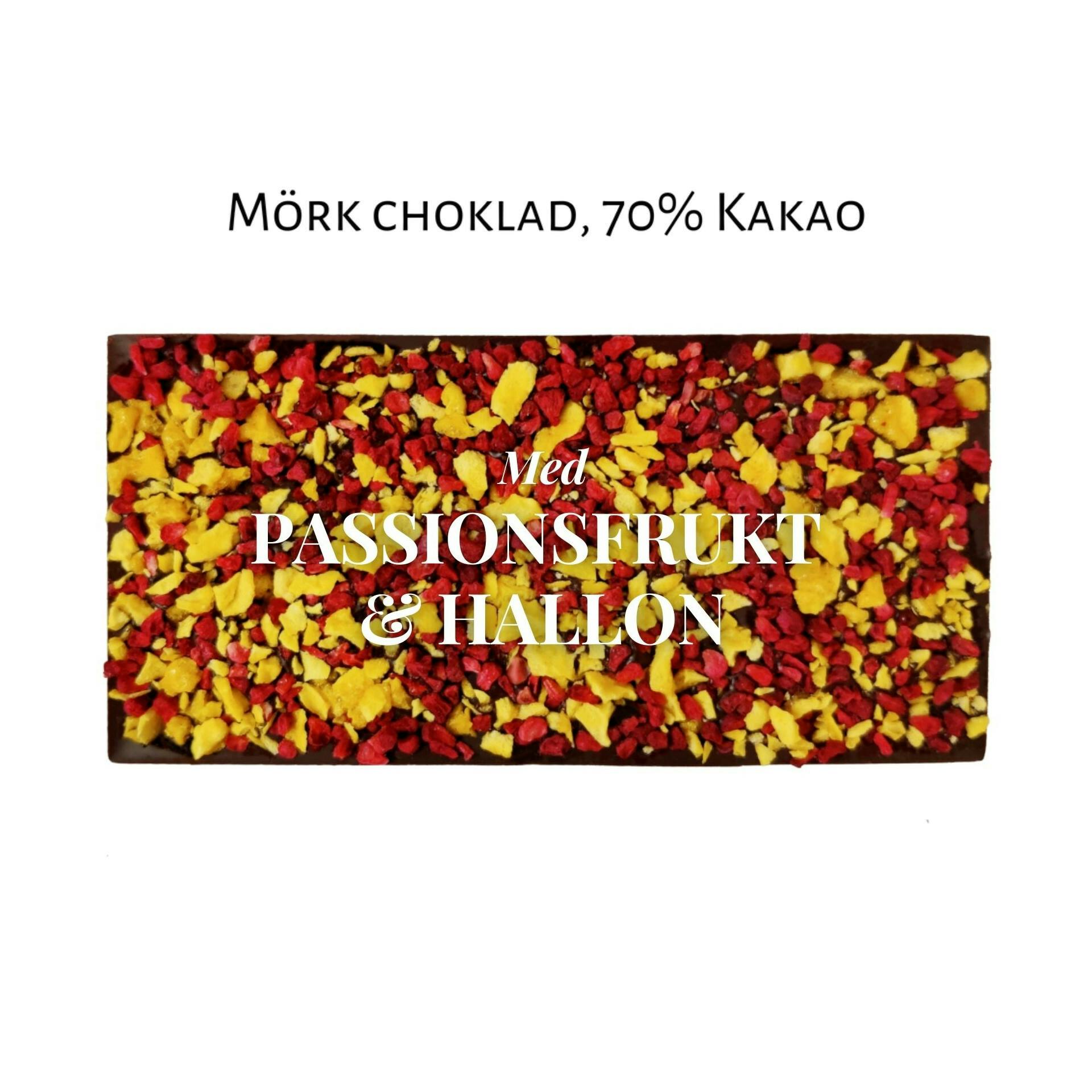 70% Mörk Choklad - Passionsfrukt & Hallon 100g (x 10st)