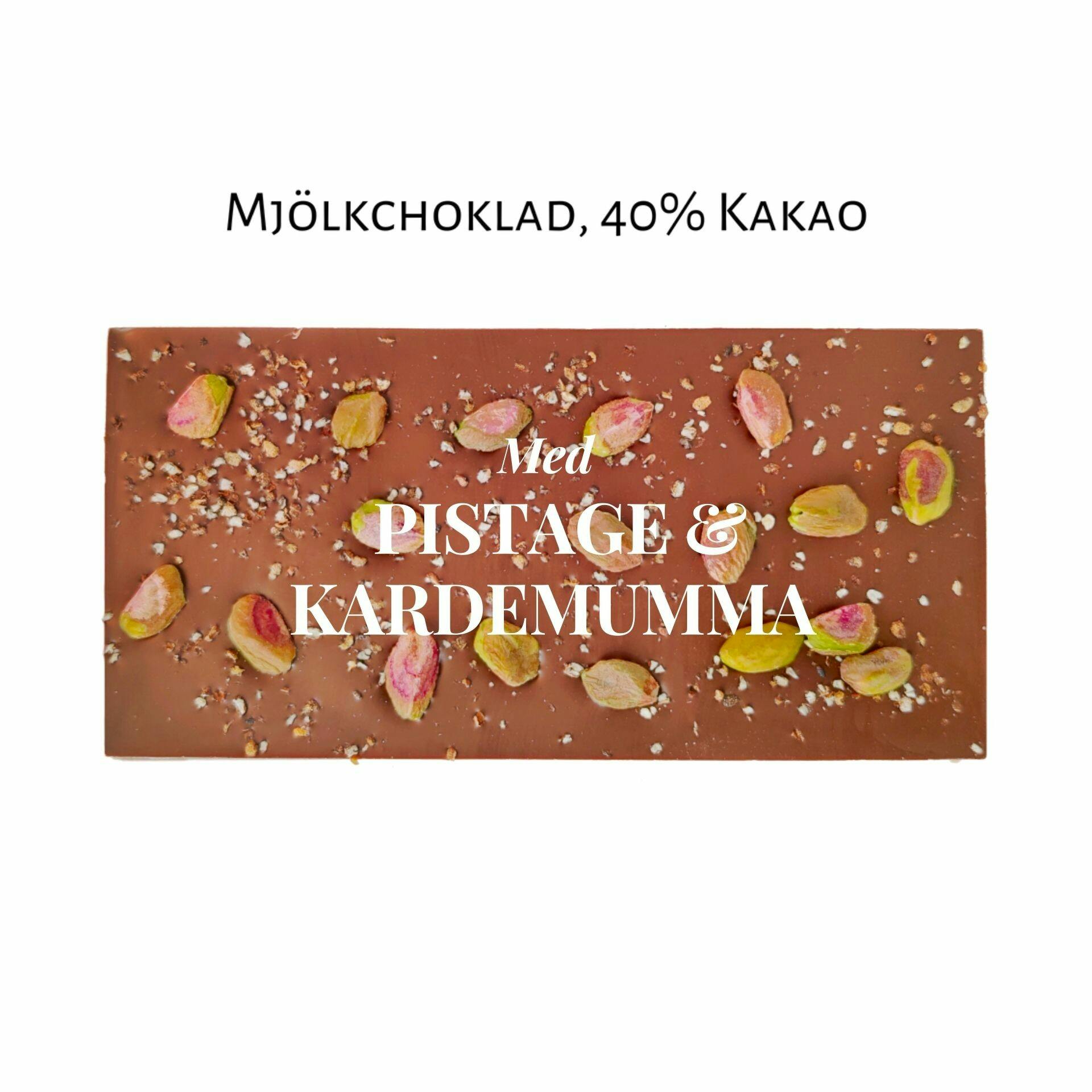 40% Mjölkchoklad - Pistage & Kardemumma 100g (x 10st)