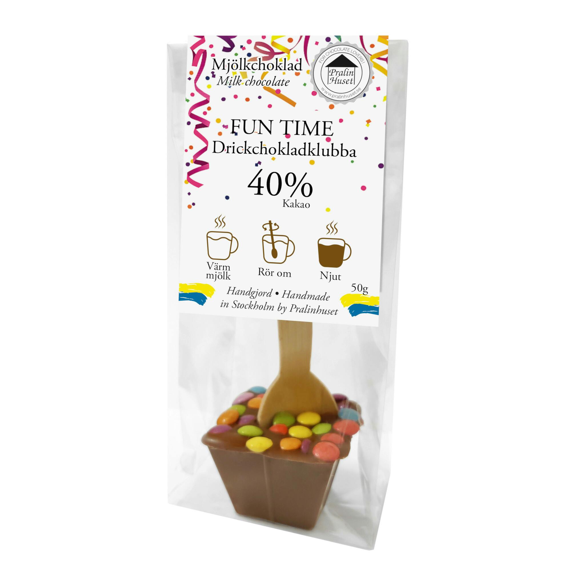Drickchoklad - 40% Choklad - Fun Time 50g (x 15st)