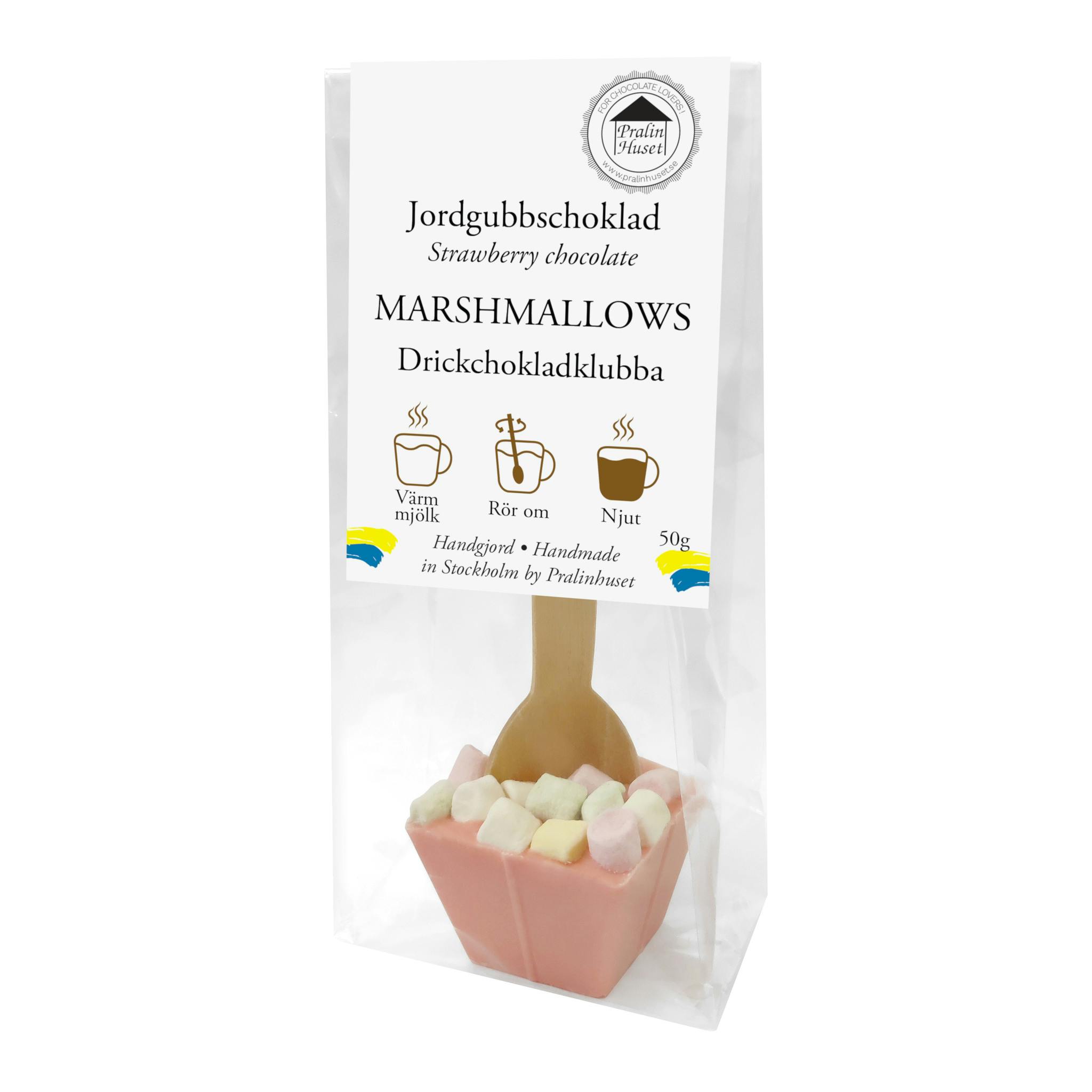 Drickchoklad - Jordgubbschoklad - Marshmallows 50g (x 15st)