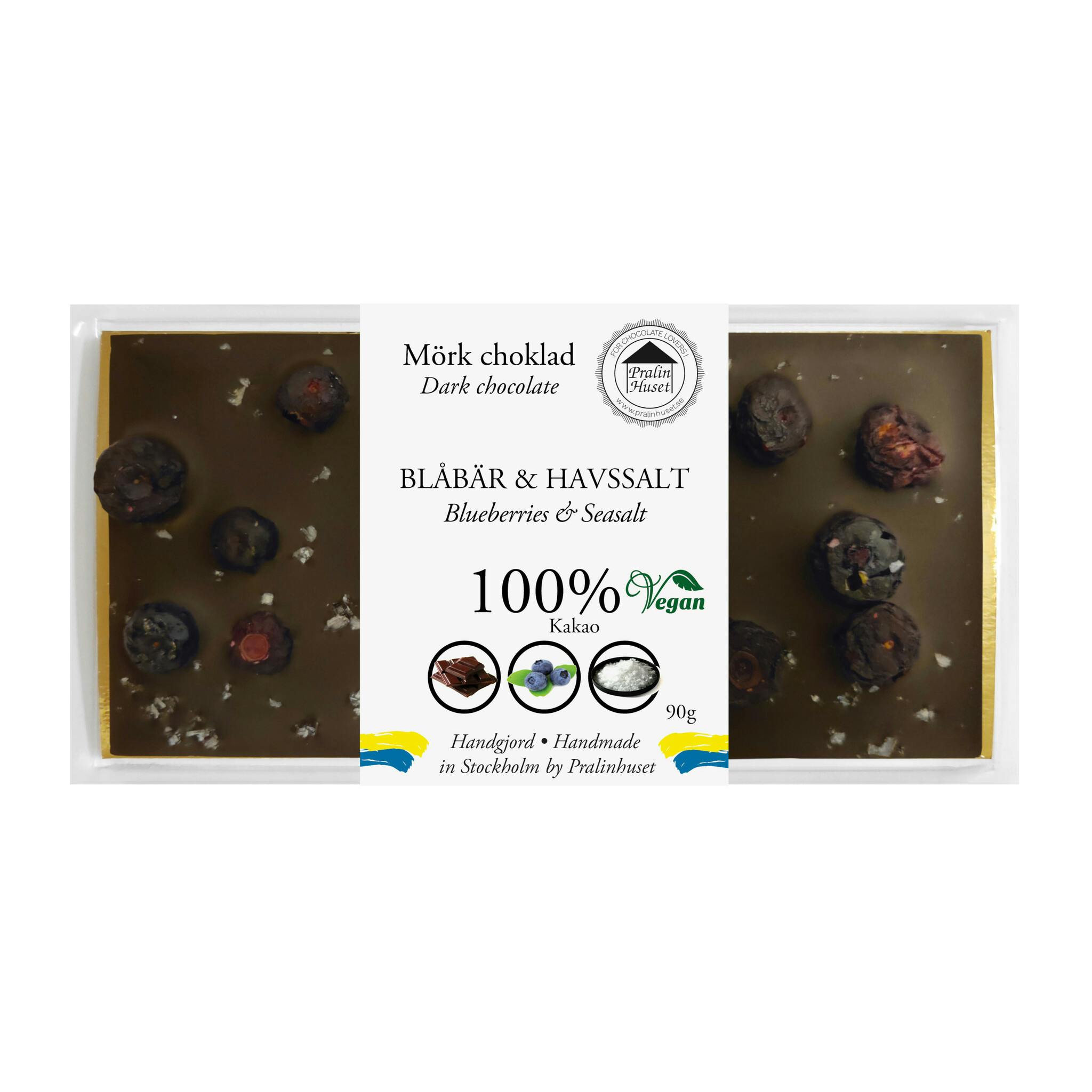 100% Choklad - Blåbär & Havssalt 90g (x 10st)