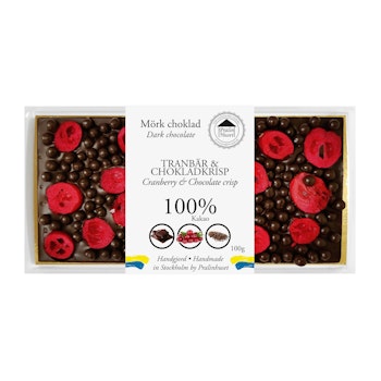 100% Choklad - Tranbär & Chokladkrisp 100g (x 10st)