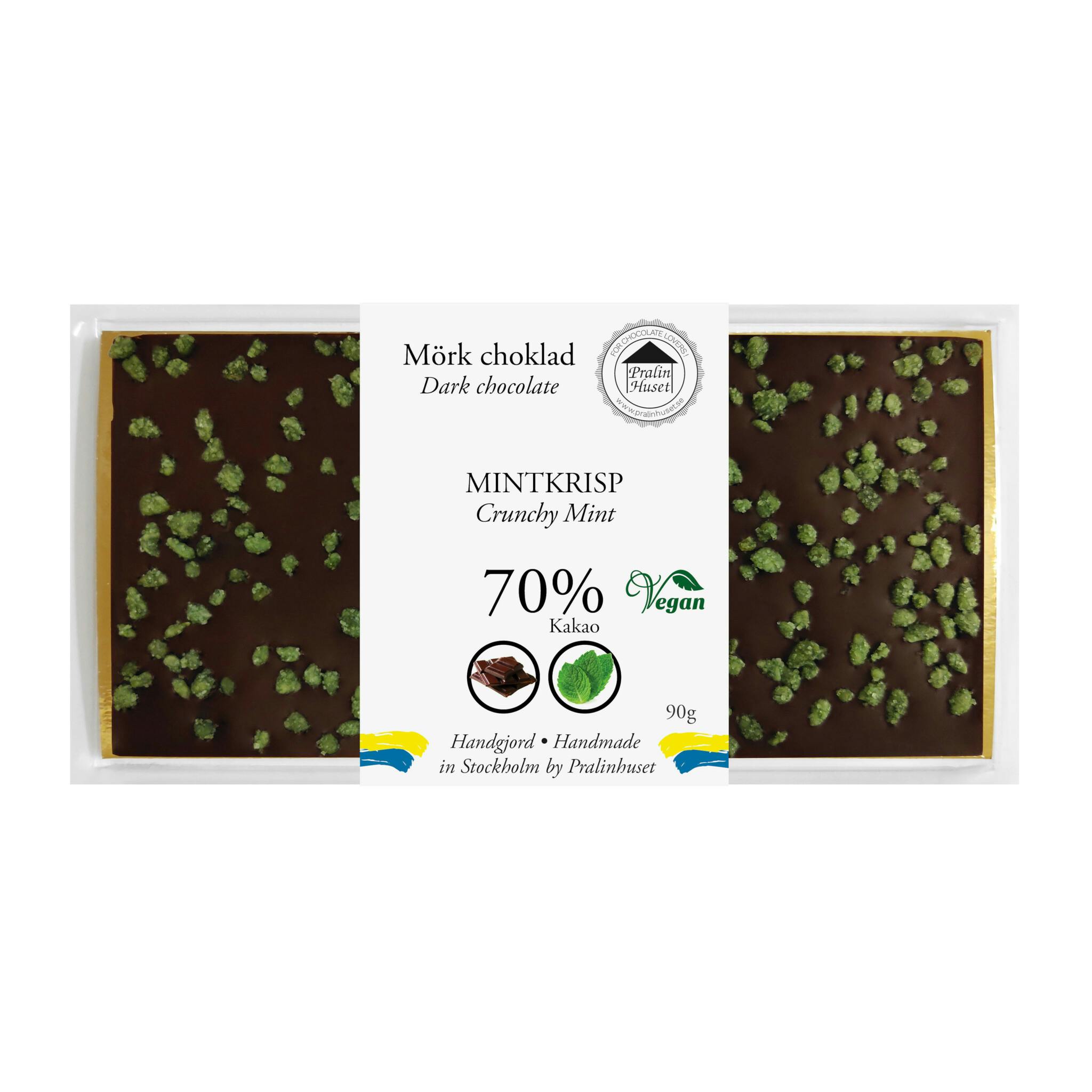 70% Mörk Choklad - Mintkrisp 90g (x 10st)