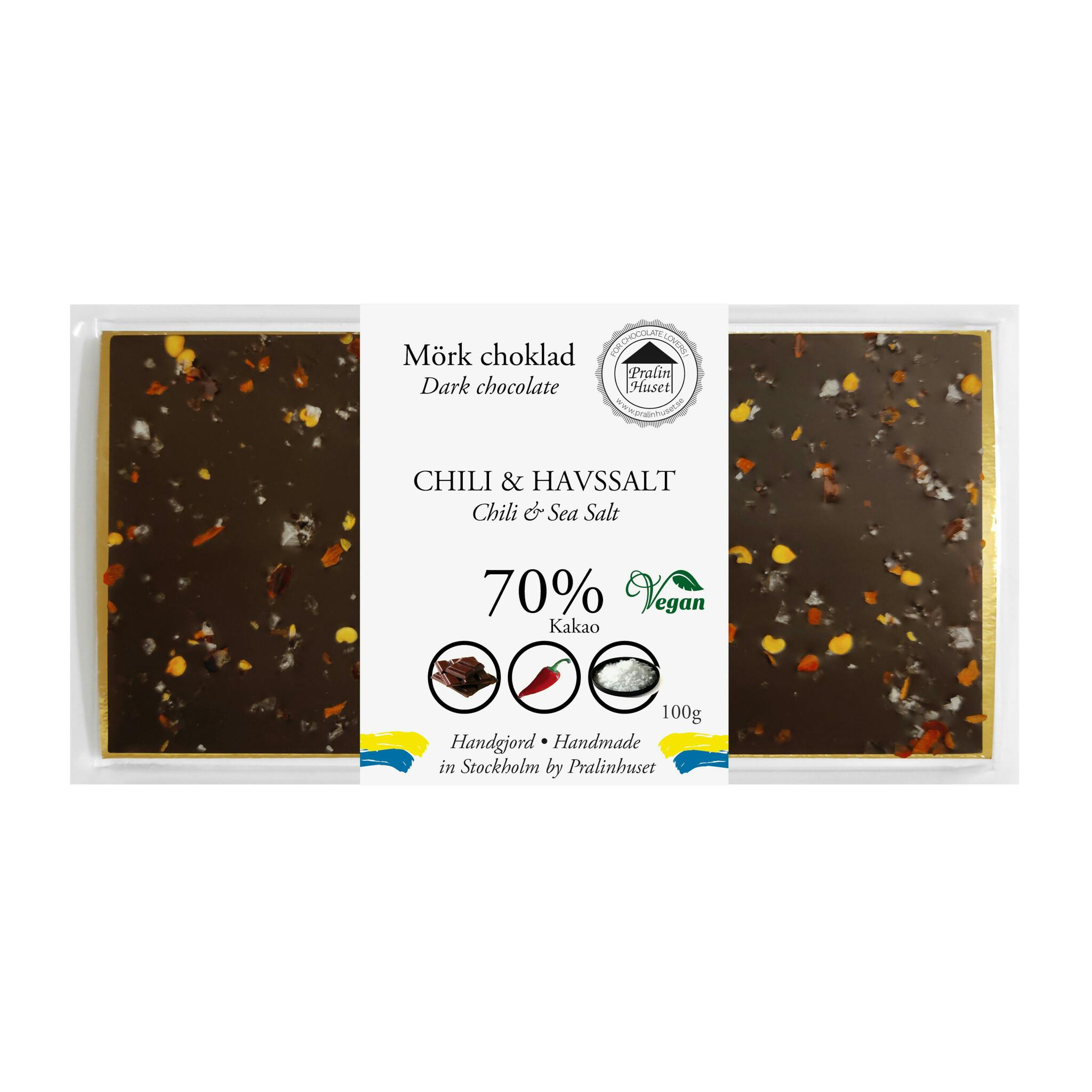 70% Mörk Choklad - Chili & Havssalt 100g (x 10st)