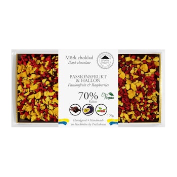 70% Choklad - Passionsfrukt & Hallon 100g (x 10st)