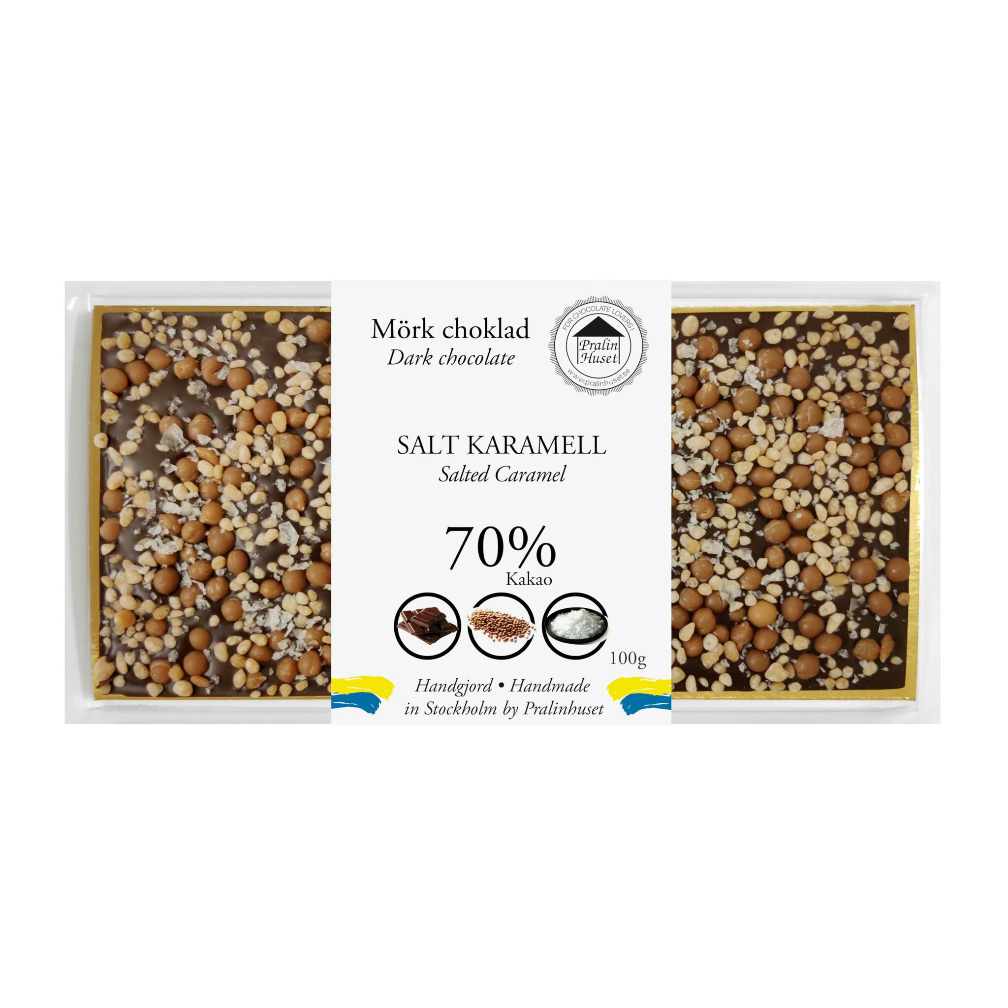 70% Mörk Choklad - Salt Karamell 100g (x 10st)